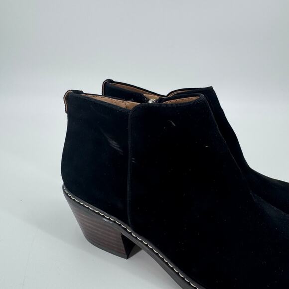 Sam Edelman Women's Black Suede Pryce Leather Heeled Ankle Booties Size 8 - Picture 3 of 12